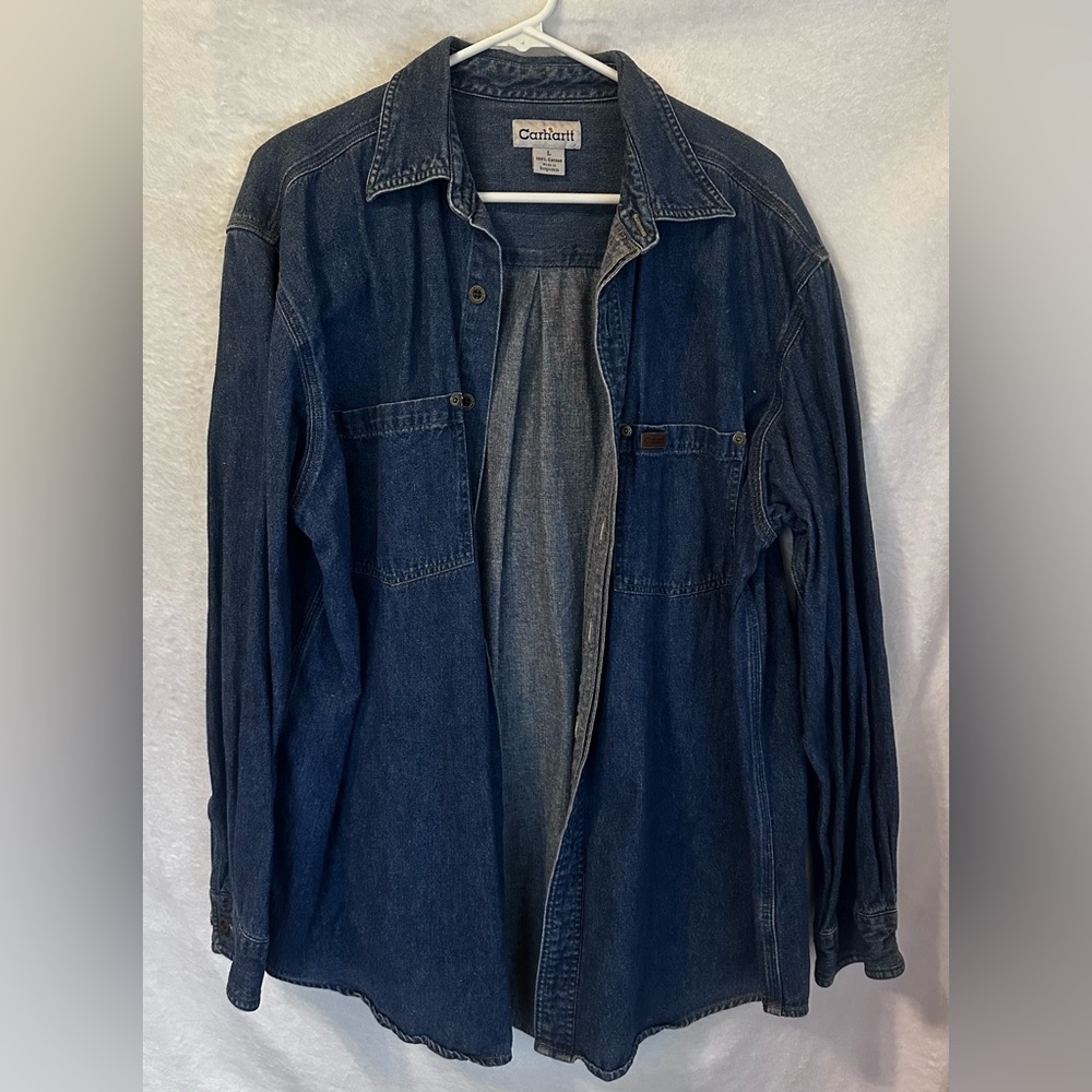 #1281 CARHARTT Men's Blue Denim Shirt Sz Large